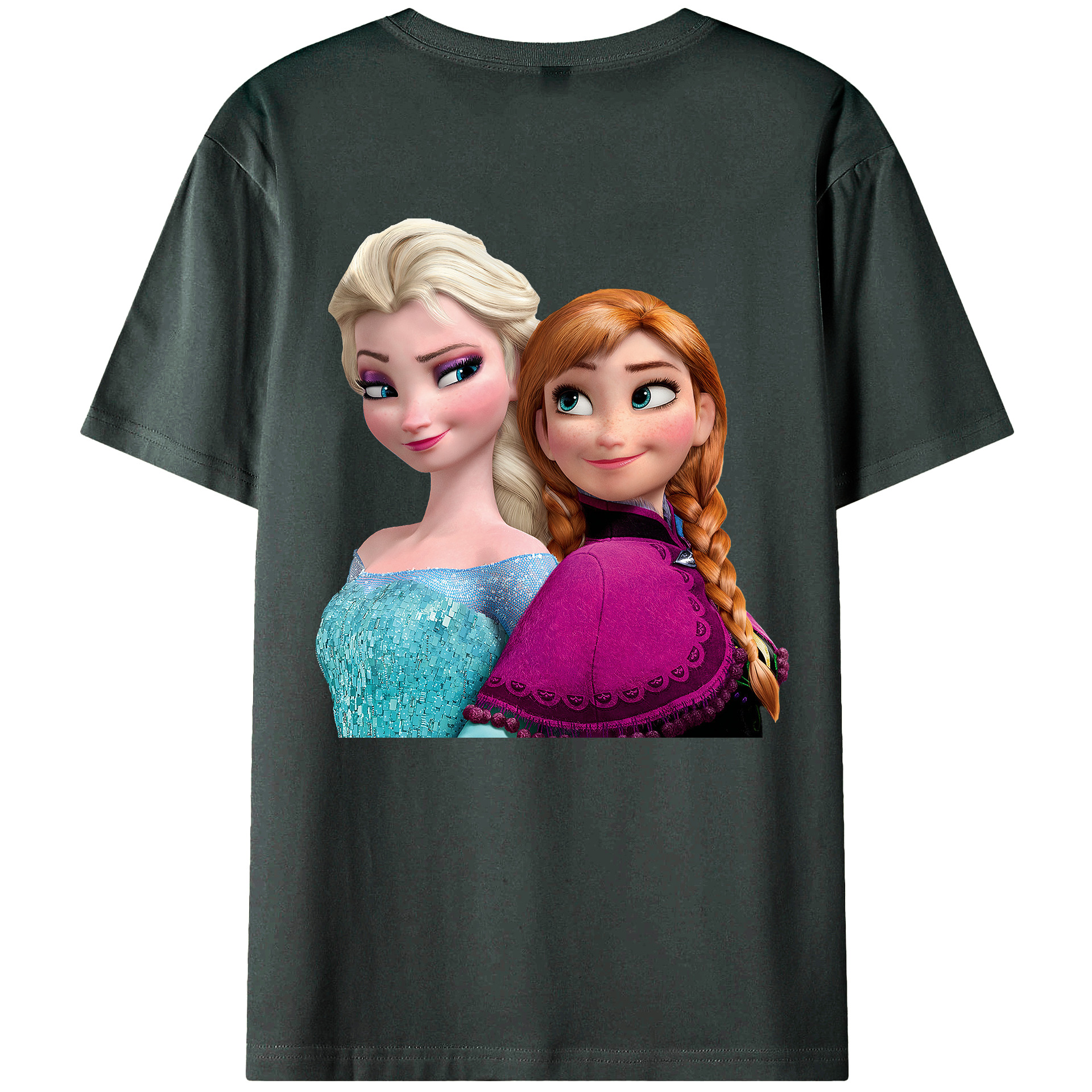 （画像用） アナと雪の女王 アンナ エルサ Frozen Anna Elsa 綿100％ メンズ半袖Tシャツ（バックプリント） 通気性